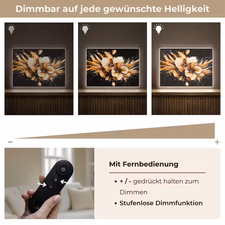 Bloemen - Goud - Graffiti - Zwart - Abstract Light Box met batterij (Wandlamp) middel -USP_dimbaarDE