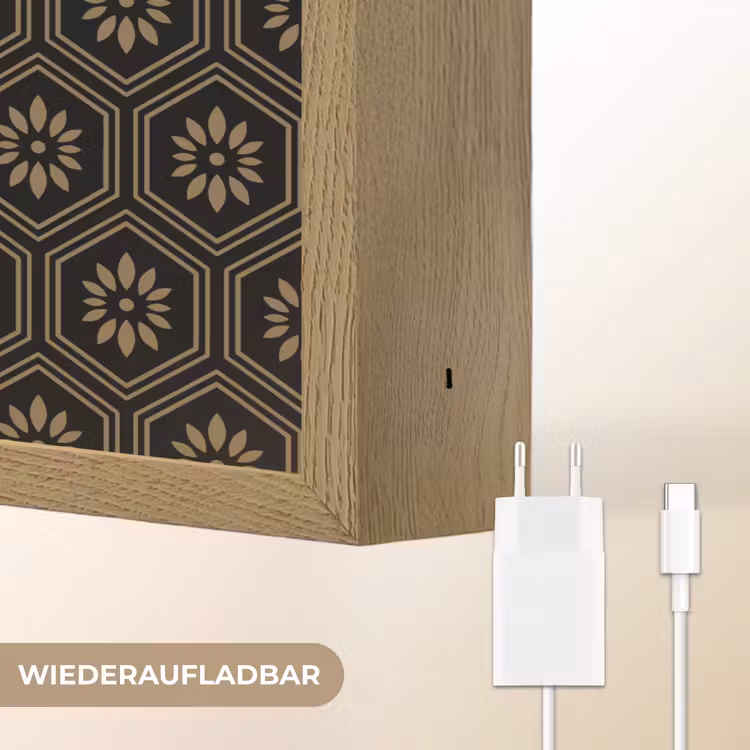 Bloemen - Goud - Hexagon Light Box met batterij (Wandlamp) middel 907 -USP_websiteoplaadbaarDE