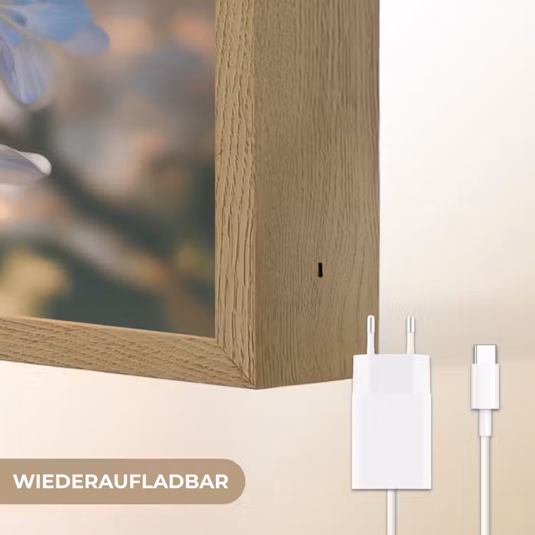 Bloemen - Lichtblauw - Wazig - Trosje Light Box met batterij (Wandlamp) middel -USP_websiteoplaadbaarDE
