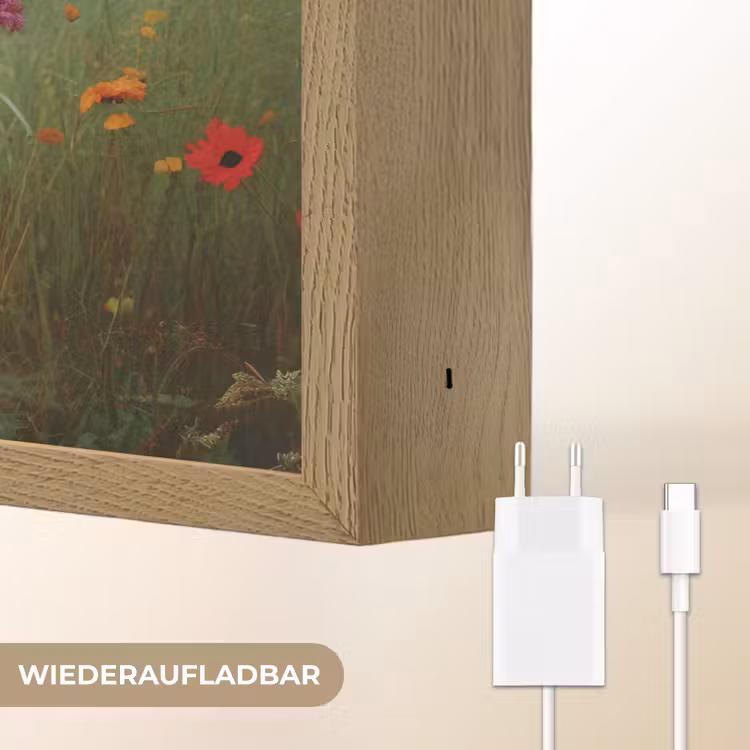 Bloemen - Krukje - Gieter - Veld Light Box met batterij (Wandlamp) middel -USP_websiteoplaadbaarDE