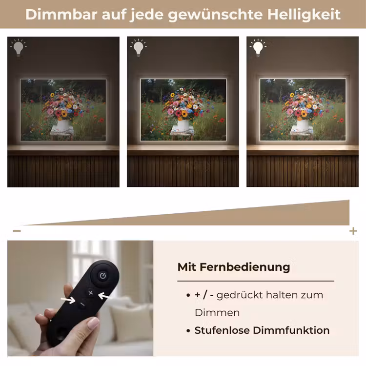 Bloemen - Krukje - Gieter - Veld Light Box met batterij (Wandlamp) middel -USP_dimbaarDE