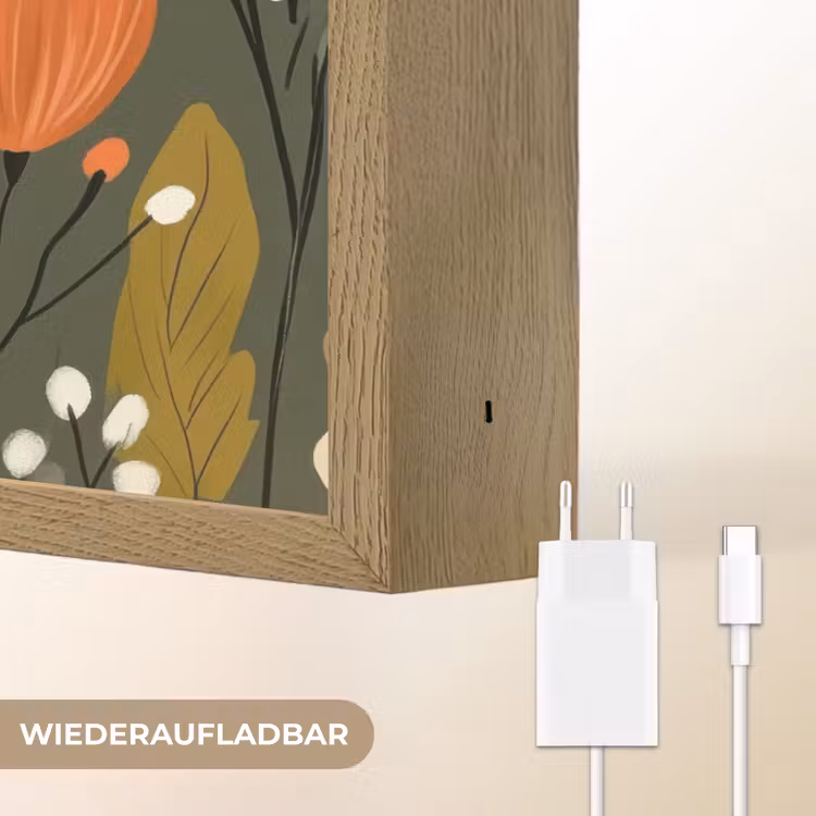 Bloemen - Illustratie - Groen Light Box met batterij (Wandlamp) middel -USP_websiteoplaadbaarDE