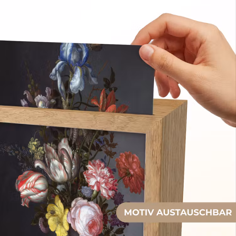 Bloemen in een vaas met schelpen en insecten - Balthasar van der Ast Light Box met kabel (Wandlamp) klein -USP_websiteprintDE