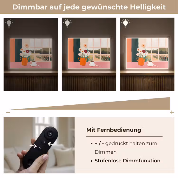 Bloemen - Koffie - Raam Light Box met batterij (Wandlamp) middel -USP_dimbaarDE