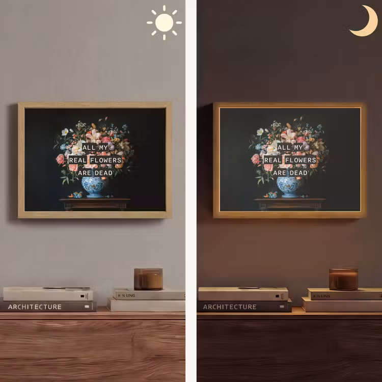 Bloemen - Art - Pastel - Quotes Light Box met batterij (Wandlamp) middel -sfeer3