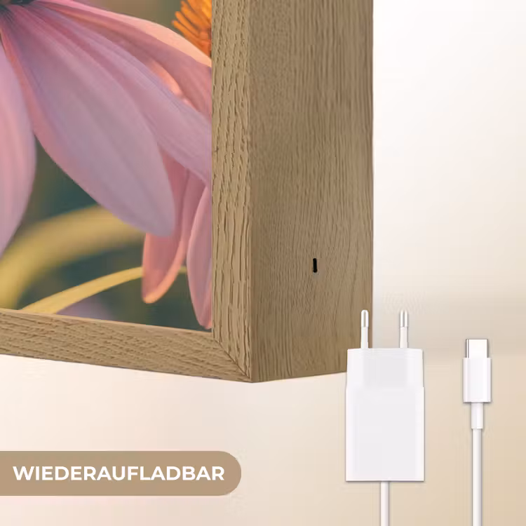 Bloemen - Paars - Bijen Light Box met batterij (Wandlamp) middel -USP_websiteoplaadbaarDE