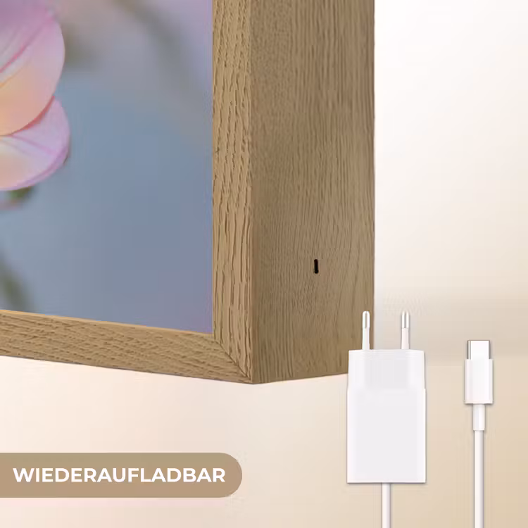 Bloemen - Paars - Overloop - Meeldraden Light Box met batterij (Wandlamp) middel -USP_websiteoplaadbaarDE