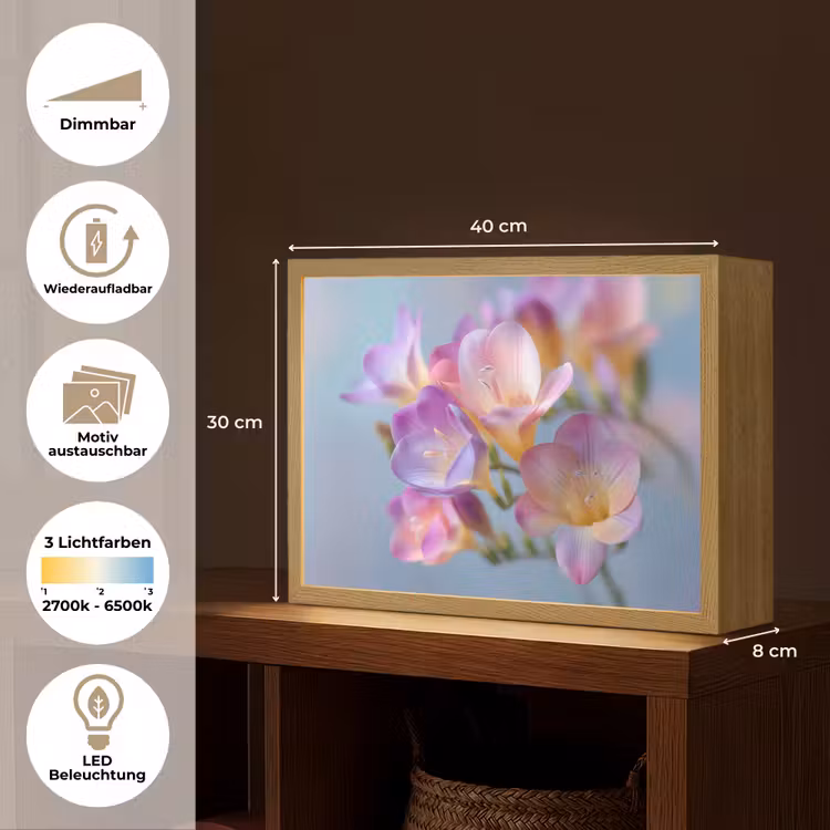 Bloemen - Paars - Overloop - Meeldraden Light Box met batterij (Wandlamp) middel -USP_websiteoverzichtDE