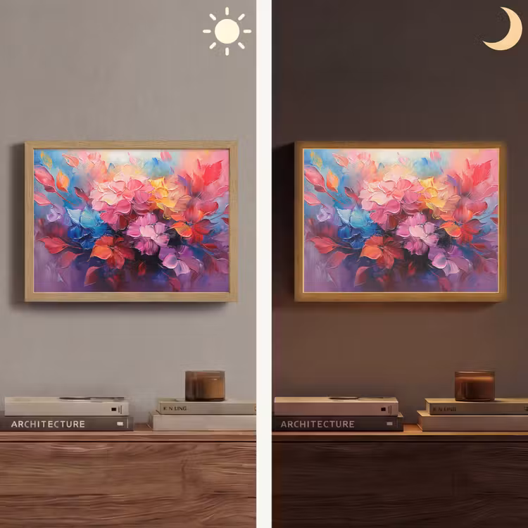 Bloemen - Verf - Abstract - Kleurrijk Light Box met batterij (Wandlamp) middel -sfeer3