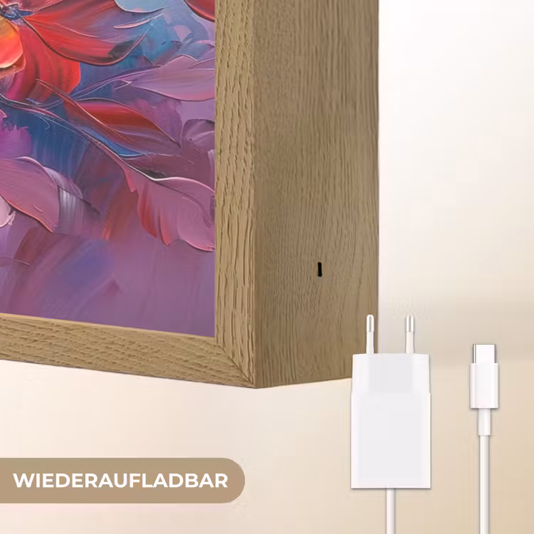 Bloemen - Verf - Abstract - Kleurrijk Light Box met batterij (Wandlamp) middel -USP_websiteoplaadbaarDE