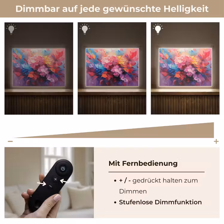 Bloemen - Verf - Abstract - Kleurrijk Light Box met batterij (Wandlamp) middel -USP_dimbaarDE
