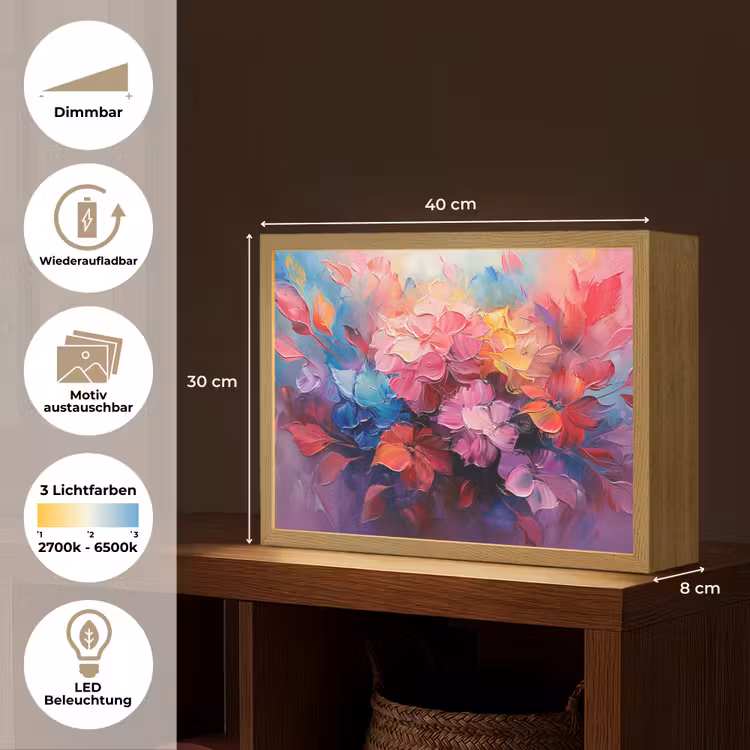Bloemen - Verf - Abstract - Kleurrijk Light Box met batterij (Wandlamp) middel -USP_websiteoverzichtDE