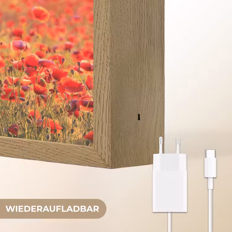 Bloemen - Klaprozen - Rood - Bloemenveld Light Box met batterij (Wandlamp) middel -USP_websiteoplaadbaarDE