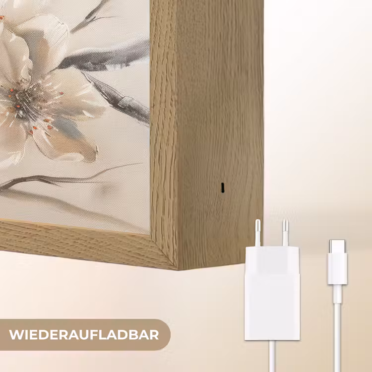 Bloemen - Natuur - Wit - Bloesem - Abstract Light Box met batterij (Wandlamp) middel -USP_websiteoplaadbaarDE