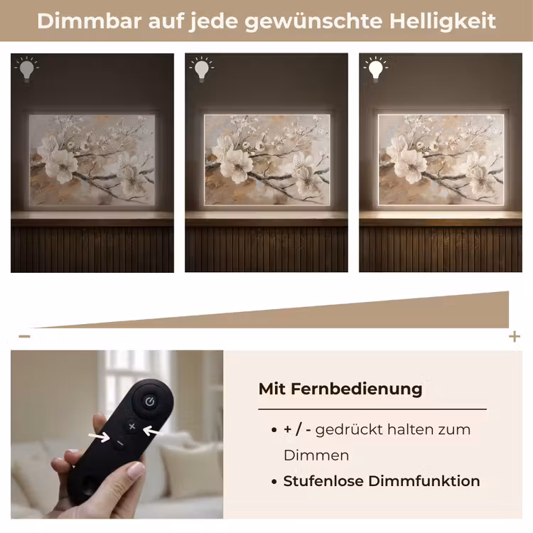Bloemen - Natuur - Wit - Bloesem - Abstract Light Box met batterij (Wandlamp) middel -USP_dimbaarDE