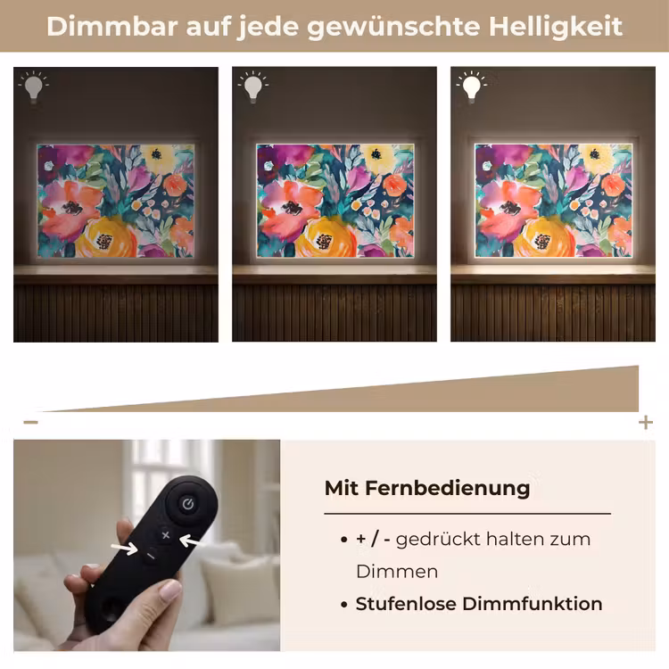 Bloemen - Olieverf - Kunst - Natuur Light Box met batterij (Wandlamp) middel -USP_dimbaarDE