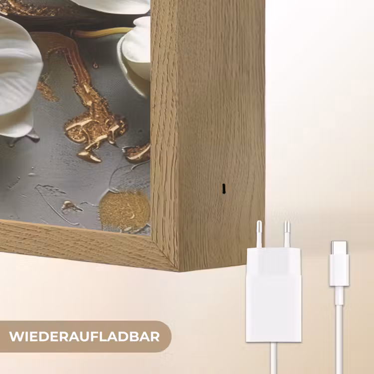 Bloemen - Orchidee - Abstract - Modern Light Box met batterij (Wandlamp) middel -USP_websiteoplaadbaarDE