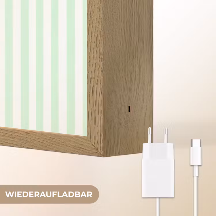 Bloemen - Ovaal - Strepen - Groen Light Box met batterij (Wandlamp) middel -USP_websiteoplaadbaarDE