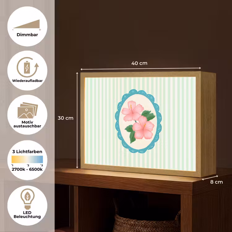 Bloemen - Ovaal - Strepen - Groen Light Box met batterij (Wandlamp) middel -USP_websiteoverzichtDE