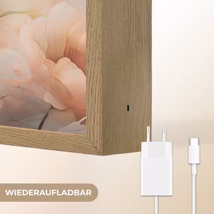 Bloemen - Pastel - Kunst - Klaprozen - Watercolor Light Box met batterij (Wandlamp) middel -USP_websiteoplaadbaarDE
