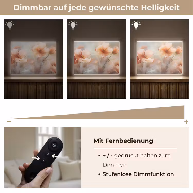 Bloemen - Pastel - Kunst - Klaprozen - Watercolor Light Box met batterij (Wandlamp) middel -USP_dimbaarDE