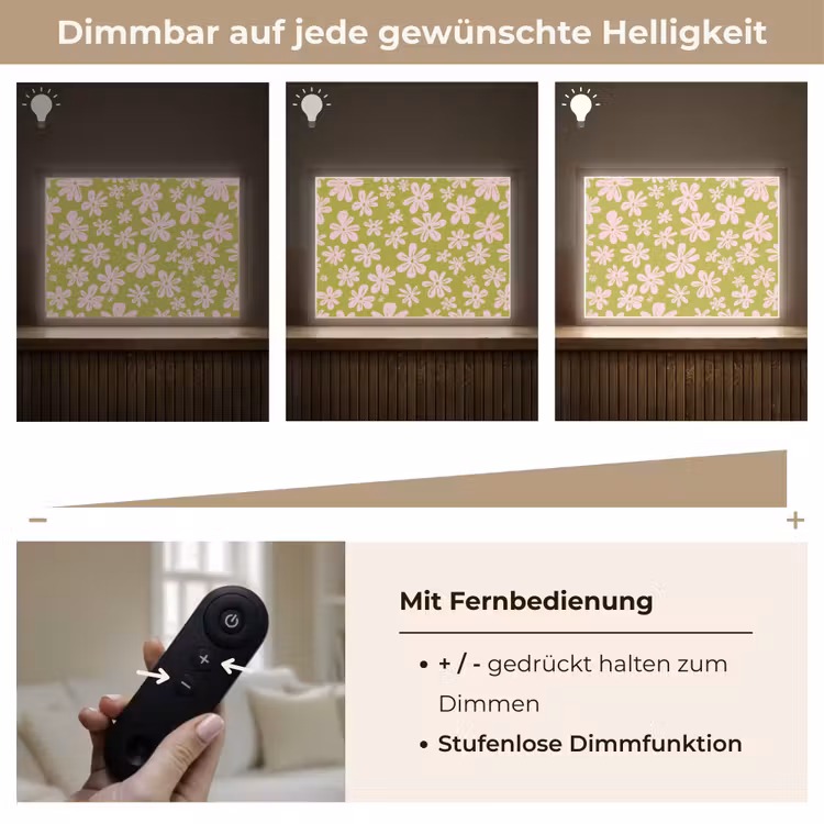 Bloemen - Roze - Getekend - Patroon Light Box met batterij (Wandlamp) middel -USP_dimbaarDE