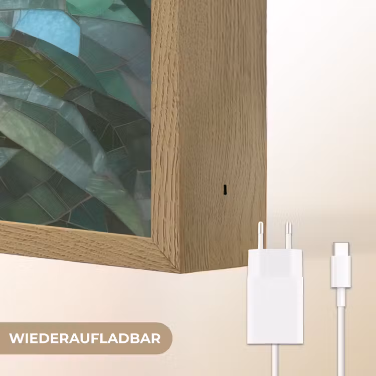 Bloemen - Roze - Glasmozaïek Light Box met batterij (Wandlamp) middel -USP_websiteoplaadbaarDE