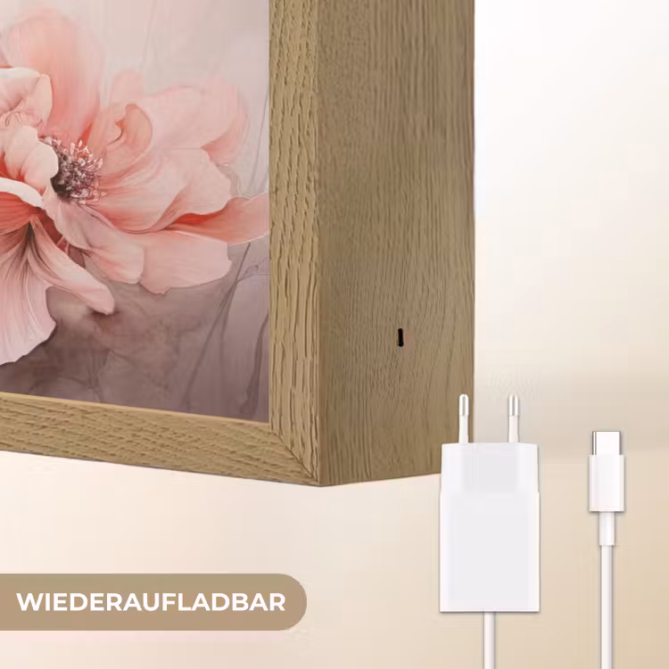 Bloemen - Roze - Kunst - Abstract - Aquarel Light Box met batterij (Wandlamp) middel -USP_websiteoplaadbaarDE