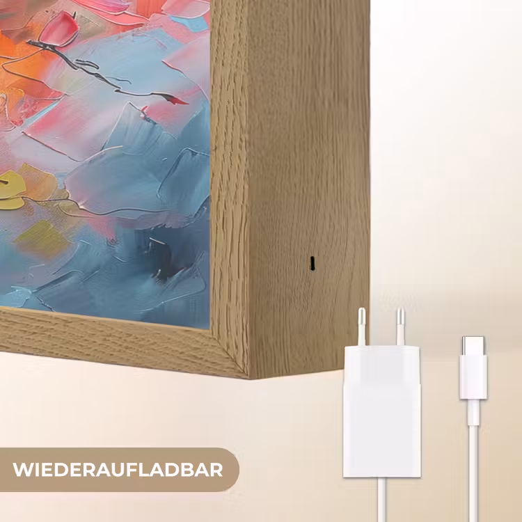 Bloemen - Roze - Natuur- Kunst - Abstract Light Box met batterij (Wandlamp) middel -USP_websiteoplaadbaarDE