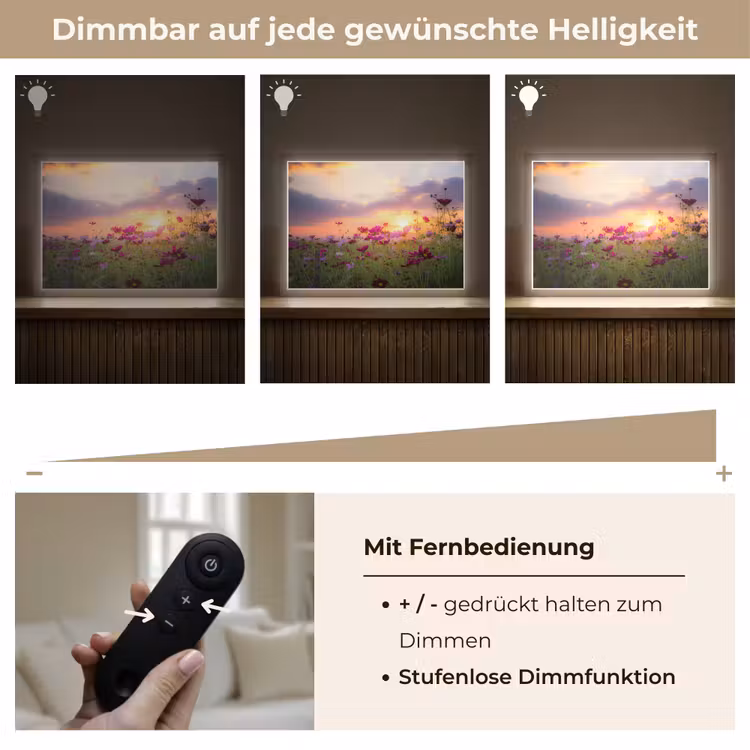 Bloemen - Roze - Zonsondergang - Natuur - Weide - Horizon Light Box met batterij (Wandlamp) middel -USP_dimbaarDE