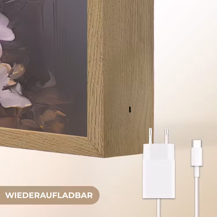Bloemen - Roze - Stilleven - Kunst Light Box met batterij (Wandlamp) middel -USP_websiteoplaadbaarDE