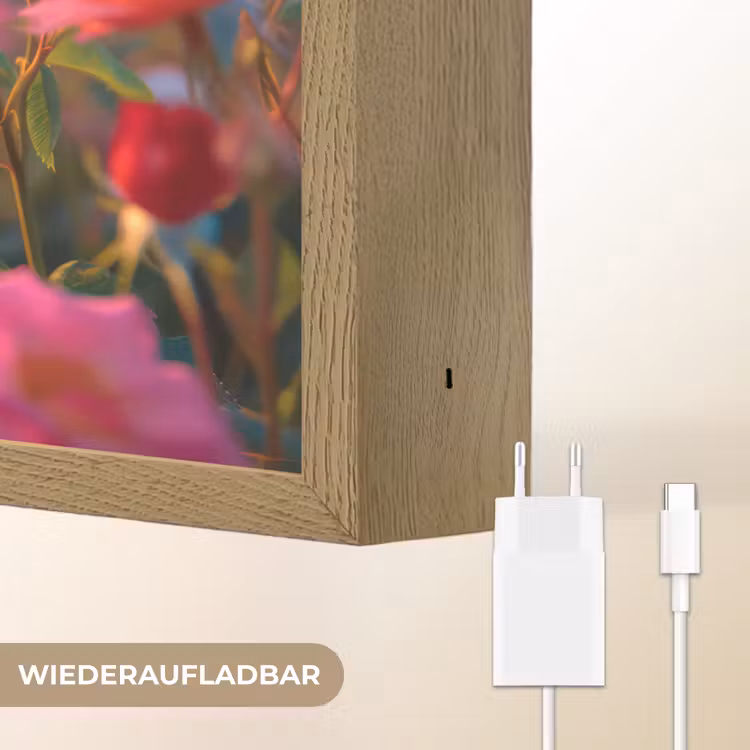 Bloemen - Rozen - Natuur - Roze - Bloem Light Box met batterij (Wandlamp) middel -USP_websiteoplaadbaarDE
