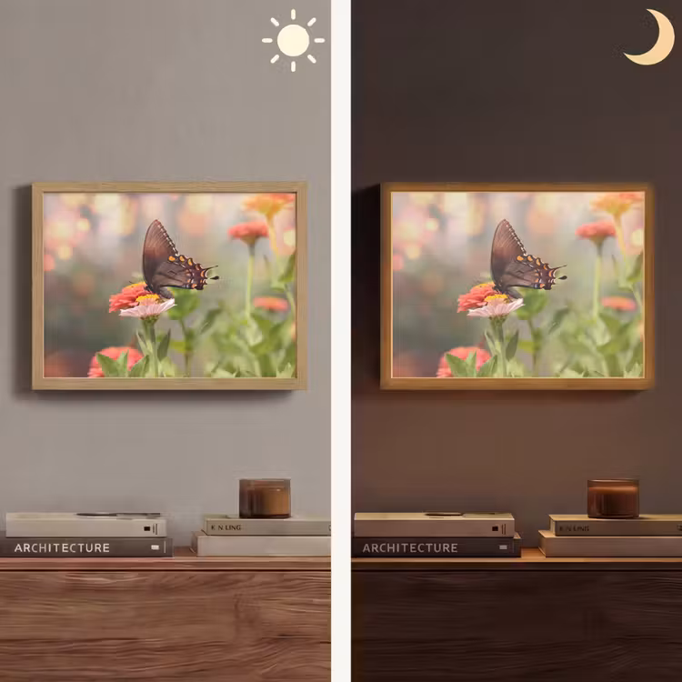 Bloemen - Vlinder - Natuur - Bloem Light Box met batterij (Wandlamp) middel -sfeer3