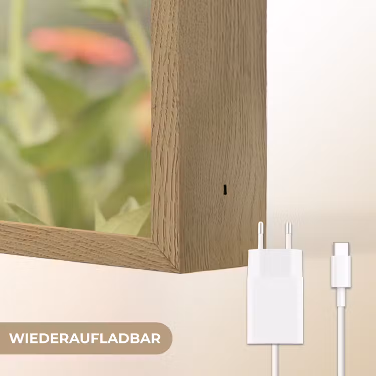 Bloemen - Vlinder - Natuur - Bloem Light Box met batterij (Wandlamp) middel -USP_websiteoplaadbaarDE