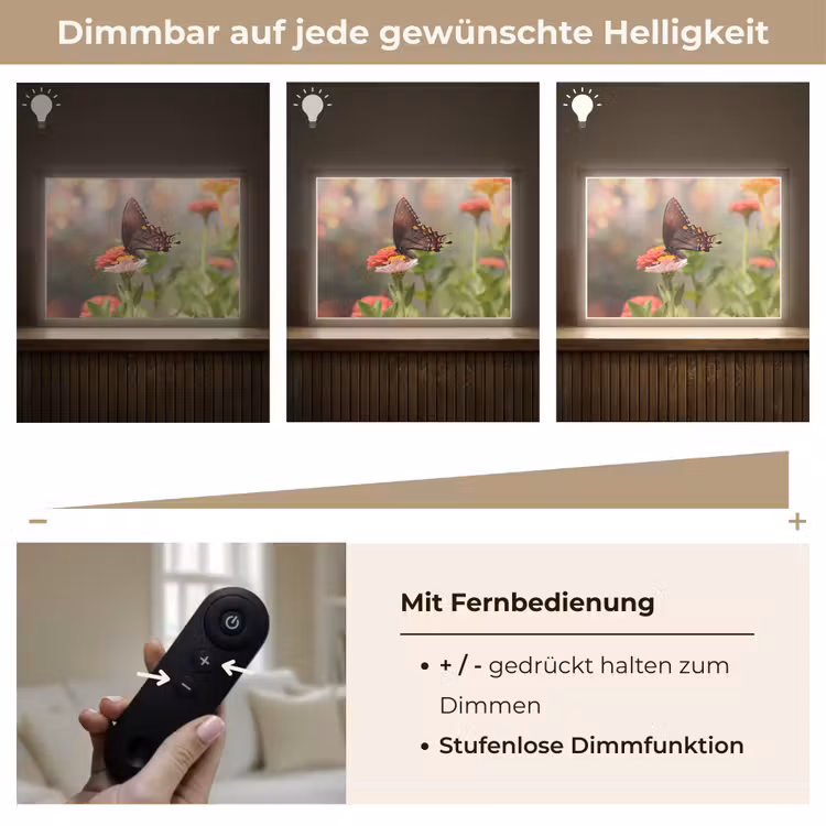 Bloemen - Vlinder - Natuur - Bloem Light Box met batterij (Wandlamp) middel -USP_dimbaarDE