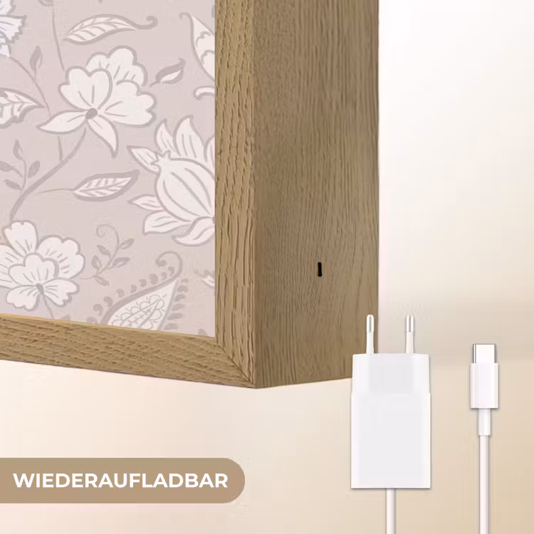 Bloemen - Getekend - Lavendel Light Box met batterij (Wandlamp) middel 907 -USP_websiteoplaadbaarDE