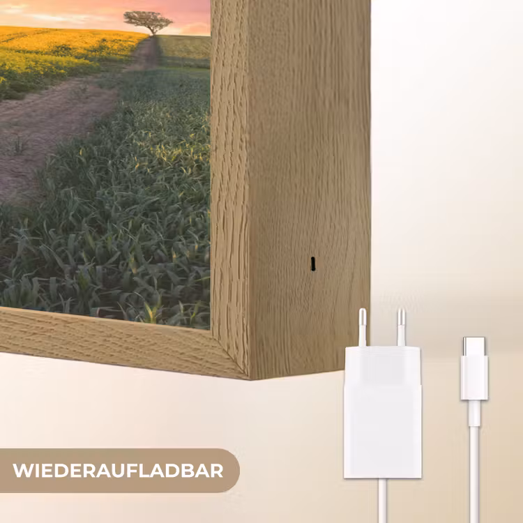 Bloemen - Weg - Lucht - Geel - Paars - Zonsondergang - Natuur Light Box met batterij (Wandlamp) middel -USP_websiteoplaadbaarDE