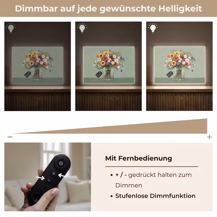 Bloemen - Vaas - Kaartje Light Box met batterij (Wandlamp) middel -USP_dimbaarDE