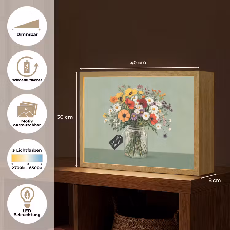 Bloemen - Vaas - Kaartje Light Box met batterij (Wandlamp) middel -USP_websiteoverzichtDE