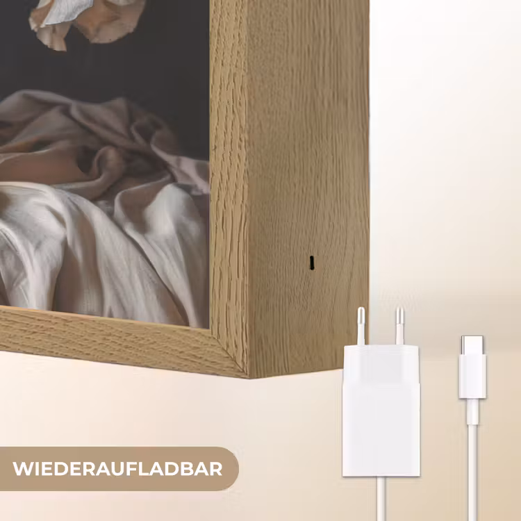 Bloemen - Vaas - Kunst - Stilleven Light Box met batterij (Wandlamp) middel -USP_websiteoplaadbaarDE