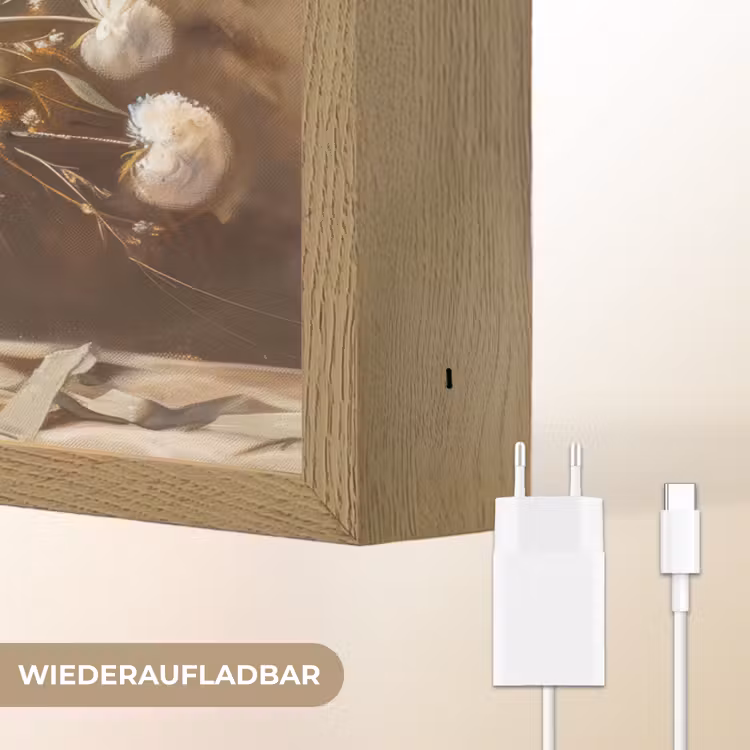 Bloemen - Vaas - Stilleven - Beige Light Box met batterij (Wandlamp) middel -USP_websiteoplaadbaarDE