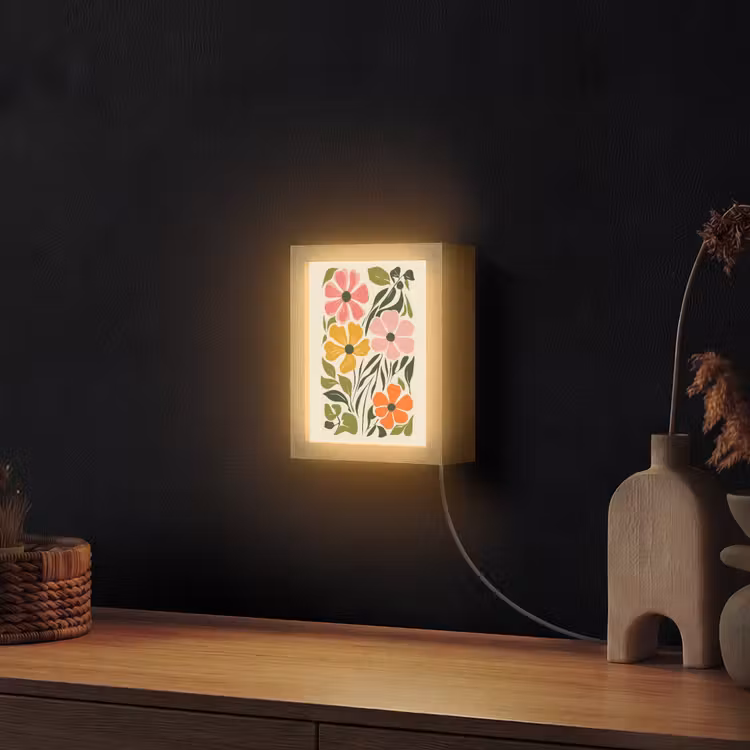 Bloemen - Speels - Kleurrijk Light Box met kabel (Wandlamp) klein -sfeer1
