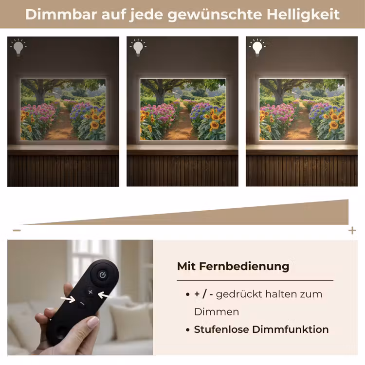 Bloemen - Pad - Zonnebloemen - Tuin - Hortensia Light Box met batterij (Wandlamp) middel -USP_dimbaarDE