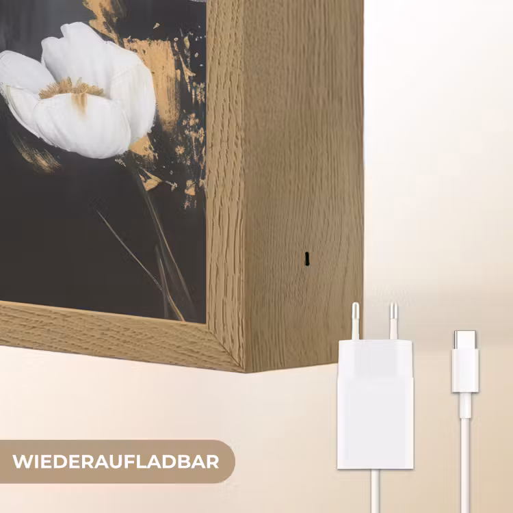 Bloemen - Wit - Abstract Light Box met batterij (Wandlamp) middel -USP_websiteoplaadbaarDE