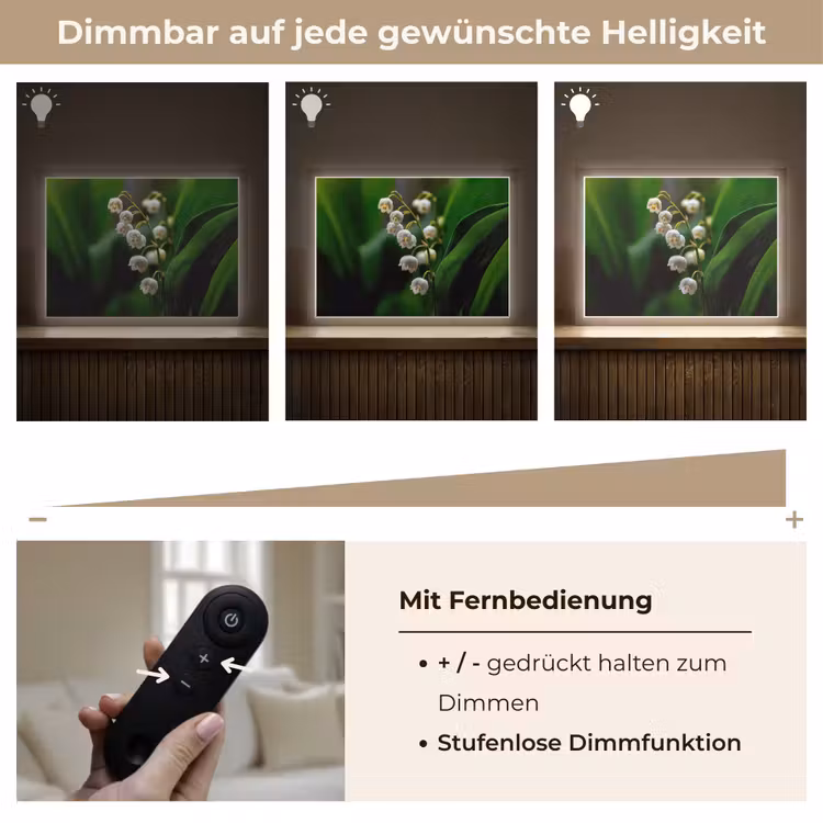 Bloemen - Wit - Bladeren - Lelietjes Light Box met batterij (Wandlamp) middel -USP_dimbaarDE