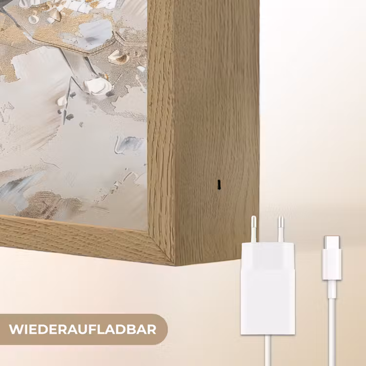 Bloemen - Wit - Goud - Beige - Luxe Light Box met batterij (Wandlamp) middel -USP_websiteoplaadbaarDE