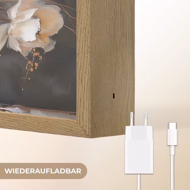 Bloemen - Wit - Vaas - Modern Light Box met batterij (Wandlamp) middel -USP_websiteoplaadbaarDE
