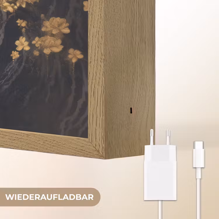 Bloemen - Takken - Goud - Sierlijk Light Box met batterij (Wandlamp) middel -USP_websiteoplaadbaarDE