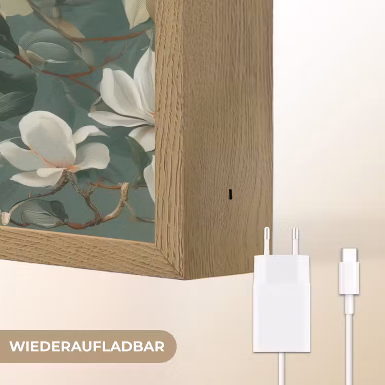Bloemen - Takken - Wit - Klassiek Light Box met batterij (Wandlamp) middel -USP_websiteoplaadbaarDE