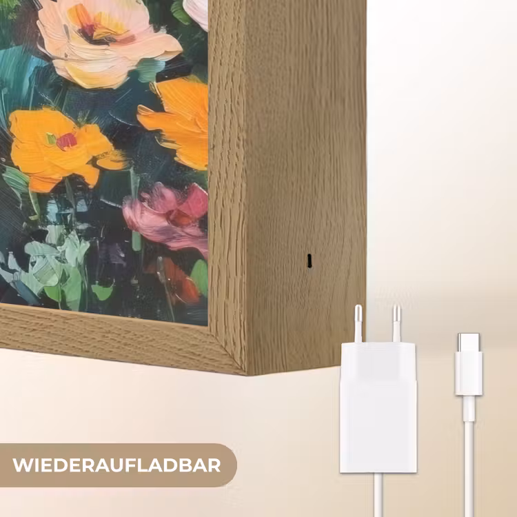 Bloemen explosie - Heldere kleuren - Vrolijk Light Box met batterij (Wandlamp) middel -USP_websiteoplaadbaarDE